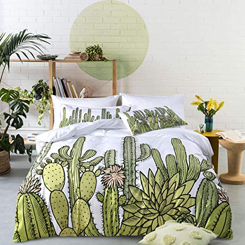 Unitendo 3 Pc Cactus Bedding Green Art Printed Colorful Bright Cactus Duvet Cover Seta Nbsp White Bedding Sets Fiber Bedding Sets King Size Walmart Com Walmart Com