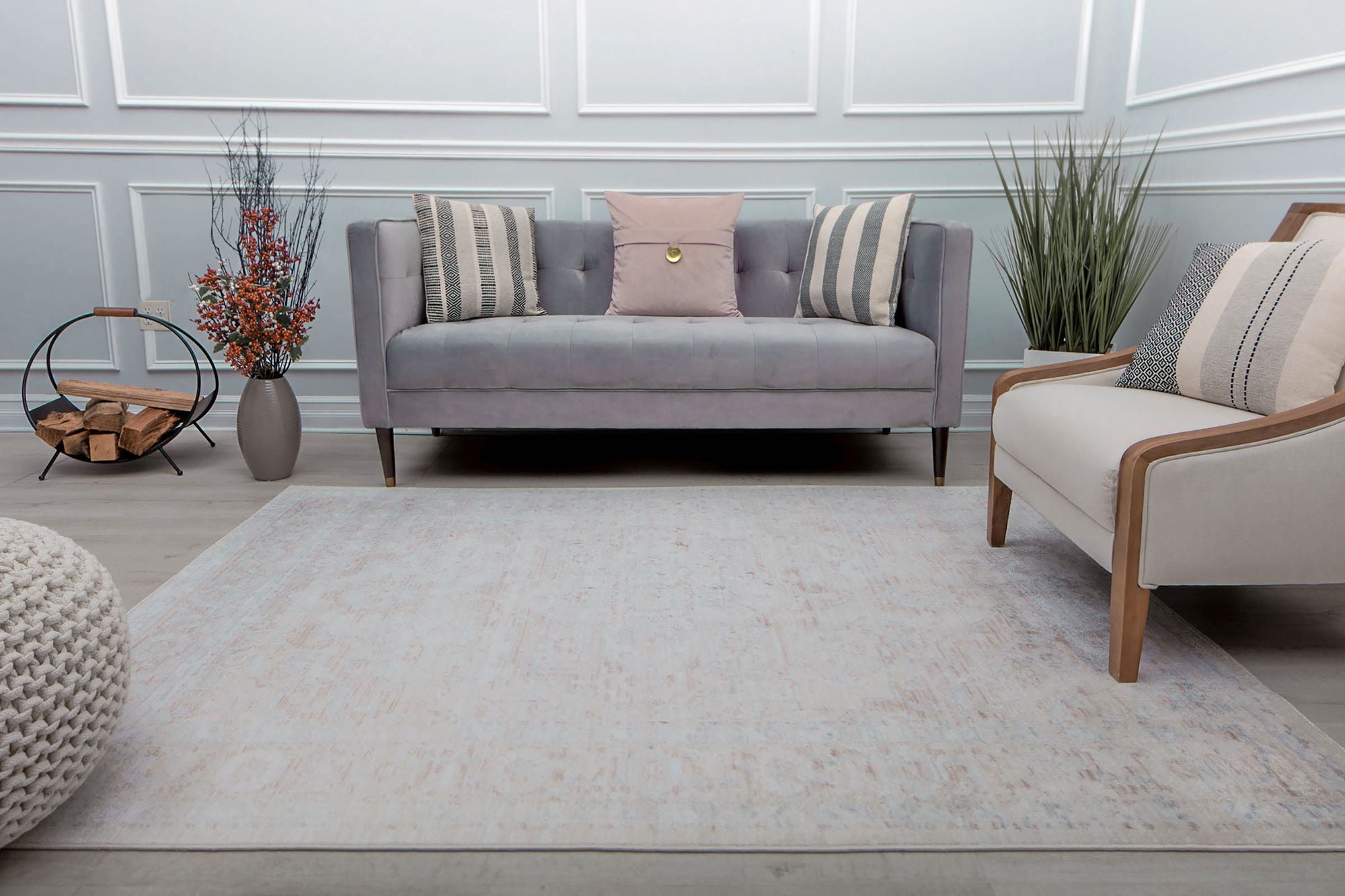 Rugs America Romeo JL10D White Blush Abstract Vintage White Area Rug, 2'6" x 4'
