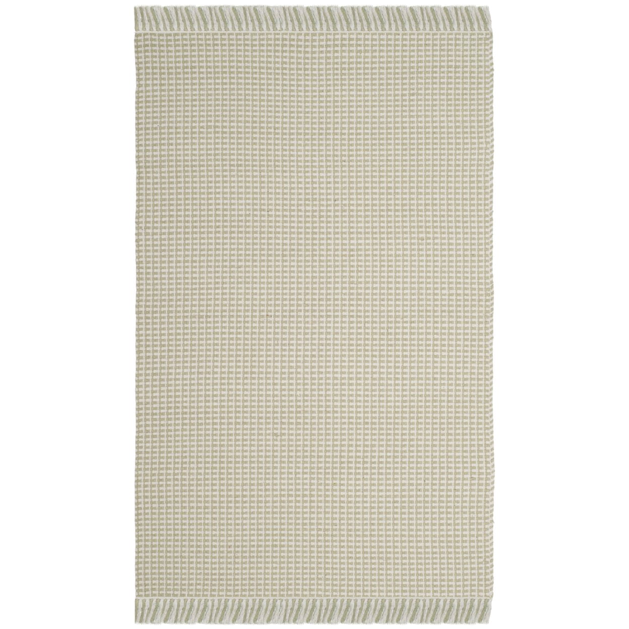 SAFAVIEH Montauk Patton Geometric Cotton Area Rug, Ivory/Green, 4' x 6'