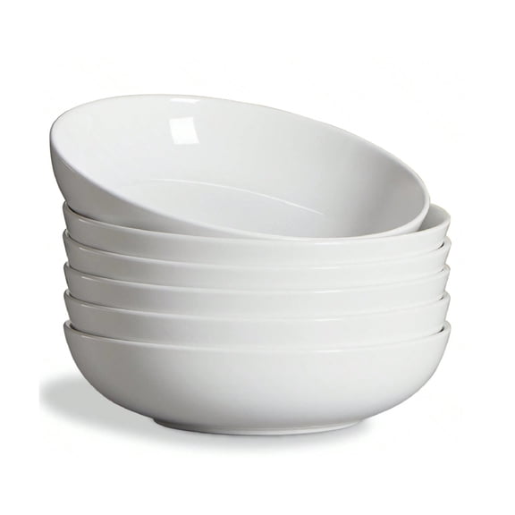 36oz Pasta Bowls, 8.2inch Salad Bowls White Soup Bowls Large Pasta Serving Bowl Ceramic Pasta Plates Wide And Shallow Bowls Set Of 6 Microwave Dishwasher Safe