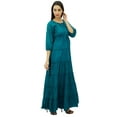 thumbnail image 3 of Bimba Women's 3/4 Sleeve Summer Cotton Maxi Dress Drawstring Waist, 3 of 7