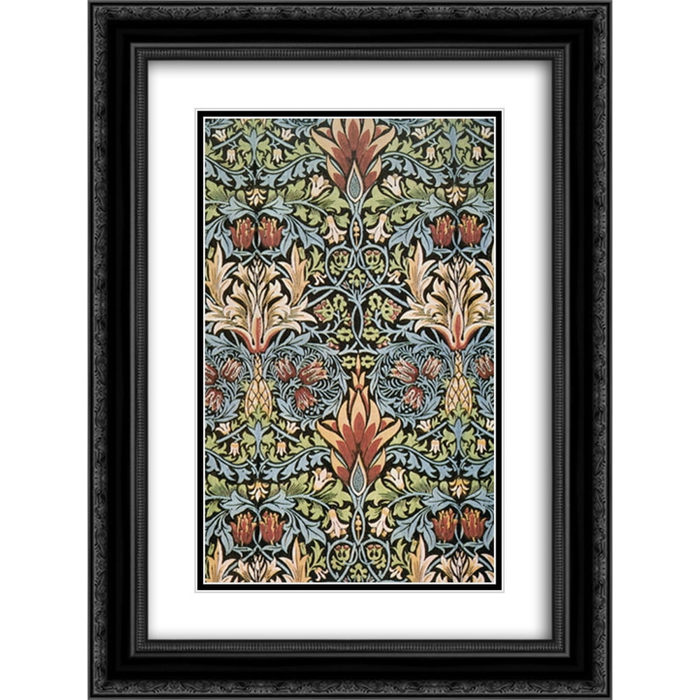 William Morris 2x Matted 18x24 Black Ornate Framed Art Print