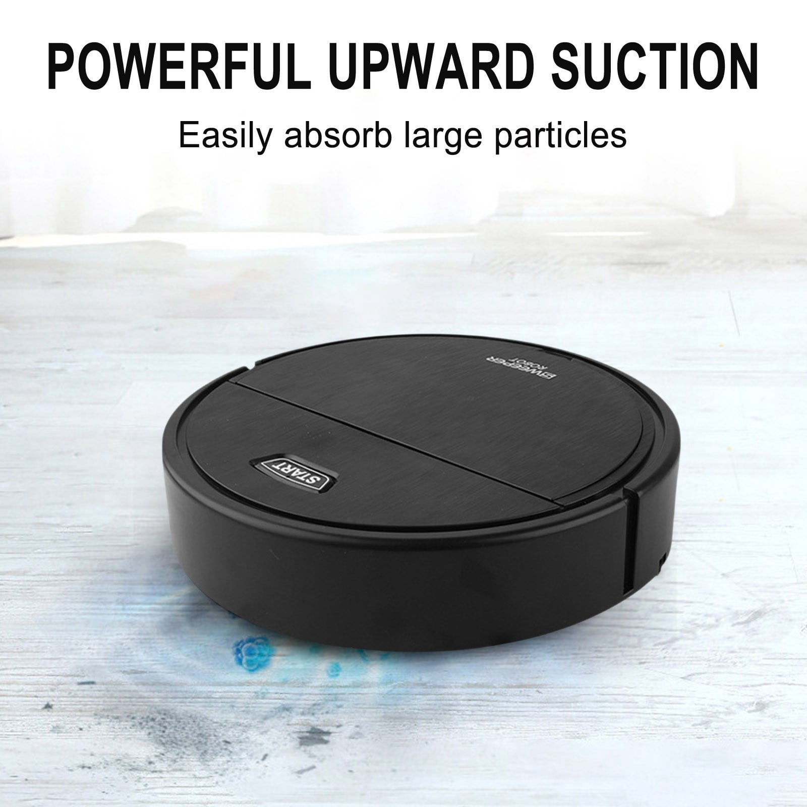Robot Vacuum Cleaner, Rechargeable 2-in-1 Vacuum Cleaner, Powerful Upward Suction, One Click Start, Working Time of 90 Minutes, Suitable for Marble,Plank,Ceramic Tile(Black)