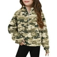 thumbnail image 2 of Spazoro Girls Turn Down Collar Sweatshirts, Long Sleeve Soft & Comfy Half Zip Camouflage Fall Winter Tops for Girls Camouflage Size 13 T, 2 of 5