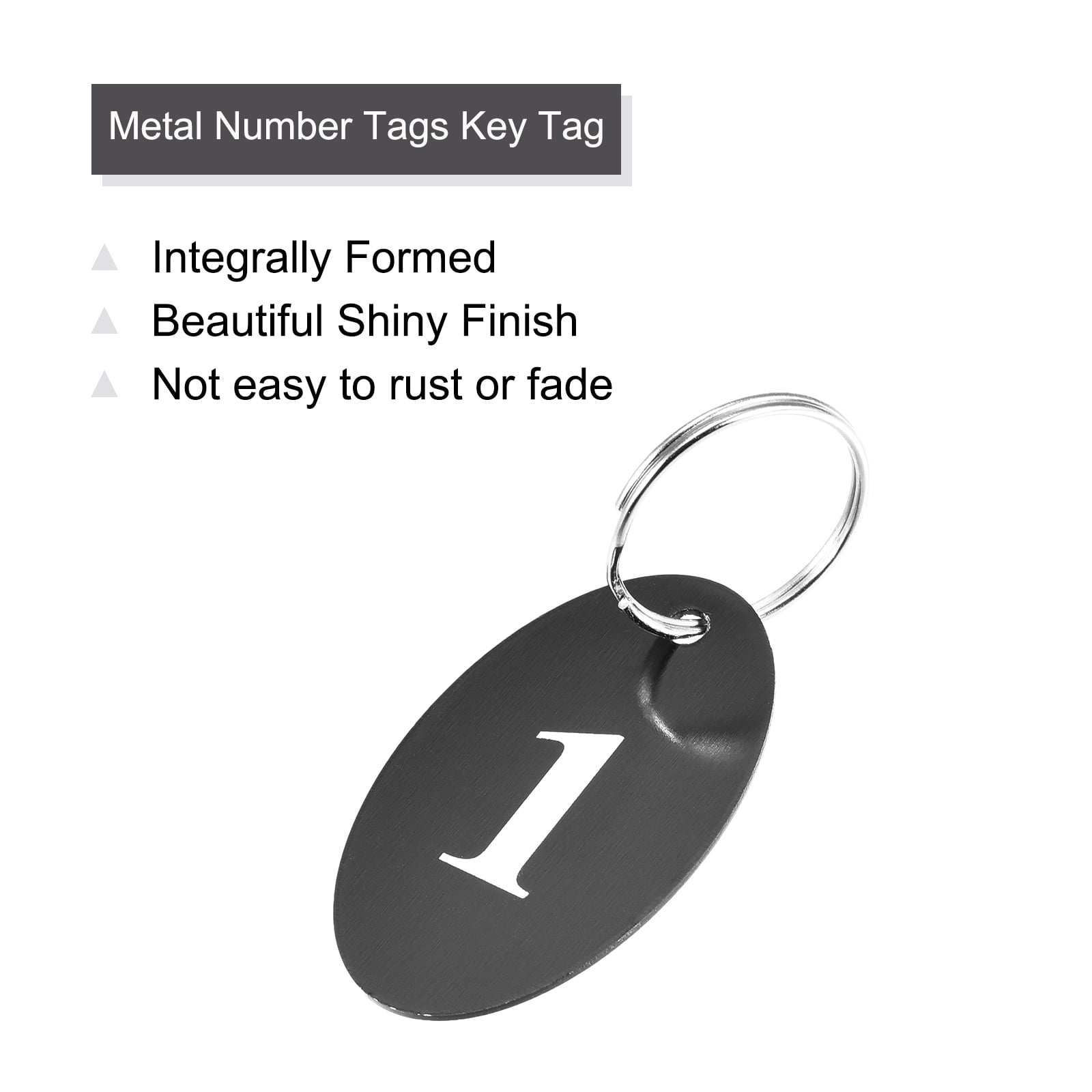 Uxcell Oval Number Tags Key Tag with Ring, 1-100 Numbered Black ID Tag for Coding, Decoration, Pack of 100