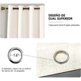 thumbnail image 3 of Lino Cortinas Blackout con Aislamiento Térmico, 100% Blackout y Ojal Superior Cortina para Recámara y Ventana de Sala, Capa Trasera de Revestimiento Gris, 2 Paneles, 132 x 213.3 cm, Crema, 3 of 14