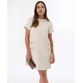 thumbnail image 5 of Women's Tweed Dress Short Sleeve Crew Neck A-line Party Vintage Mini Skirt Causal Dresses, 5 of 8