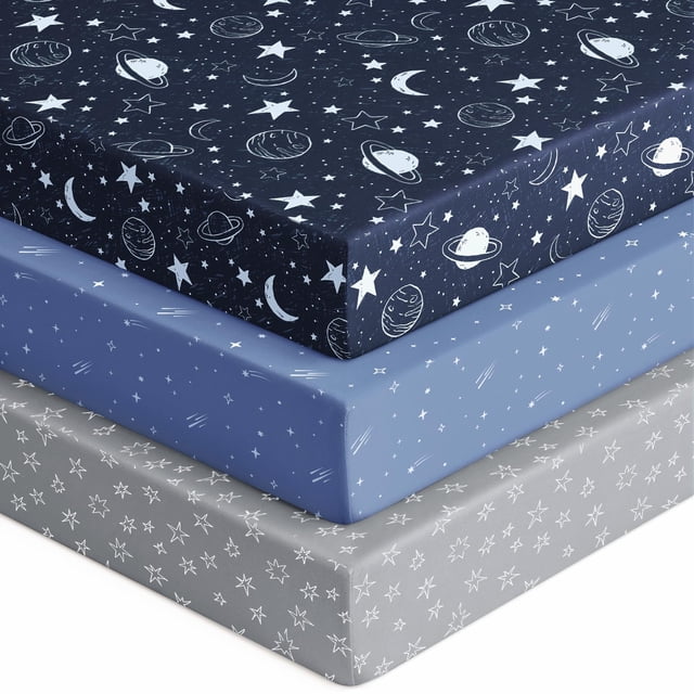 Sábanas ajustables para cuna Unnivoll, paquete de 3, 71 x 132 x 20 cm, microfibra