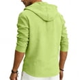 thumbnail image 6 of Ceisia Men's Solid Color Casual Linen Hooded Top with Half-Button Placket Long Sleeve Breathable Spring Summer Shirt Green Gifts for Father L, 6 of 9