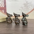 thumbnail image 4 of Antique-style long-tailed rat figurine, desktop tea pet, auspicious rat for good fortune, longevity, happiness, and wealth., 4 of 4
