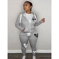 thumbnail image 5 of LovelyWholesale Long Sleeve Hooded Collar Broken Heart Print Kangaroo Pocket Women's Plus Tracksuit Set, 5 of 5