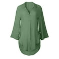 thumbnail image 5 of Royisotas Oversized Tops Women Side Slit Long Sleeve Fall and Winter Casual Women Button Down Shirt Collared Green Solid Color Button up Shirts, 5 of 5