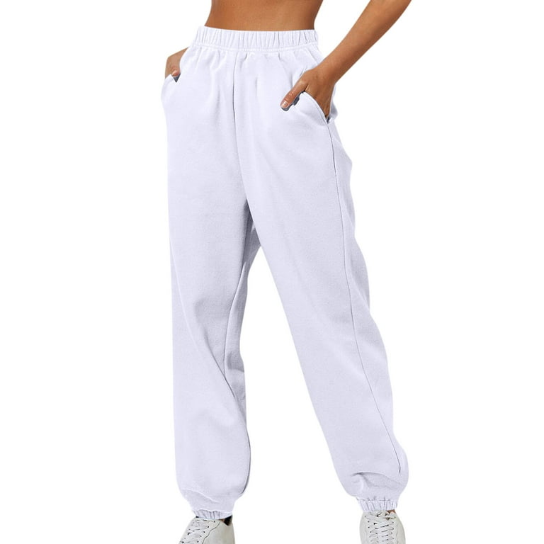 Susanny Plus Size Sweatpants Petite Straight Leg High Waisted Elastic Waist  with Pockets Tall Sweatpants for Women Long Fashion Jogger Pants Running