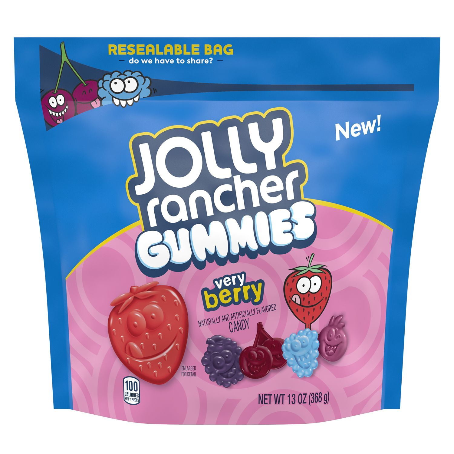 JOLLY RANCHER, Very Berry Assorted Fruit Flavored Gummies Candy, 13 oz, Resealable Bag