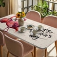 thumbnail image 3 of Valentine's Day Table Cloths for 3 Foot Rectangle Tables, Red Flamingos Roses Love Romance Beige Patio Waterproof Elastic Fitted Tablecloths, Washable Rectangular Table Cover for Camping, 3 of 8