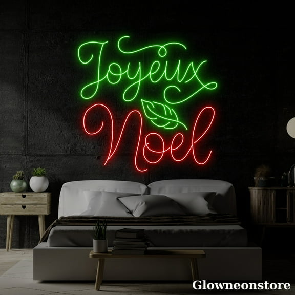 Glowneon Joyeux Noel Neon Sign, Merry Christmas LED Sign, Merry Christmas Neon Light