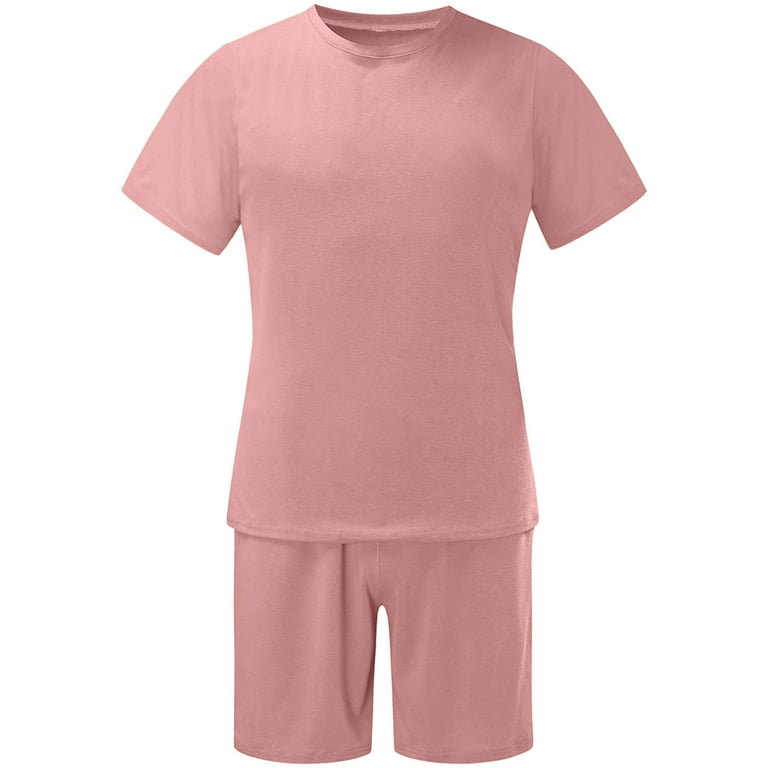 Deals Men's Round Neck Shirt and Shorts Set Summer Outfits