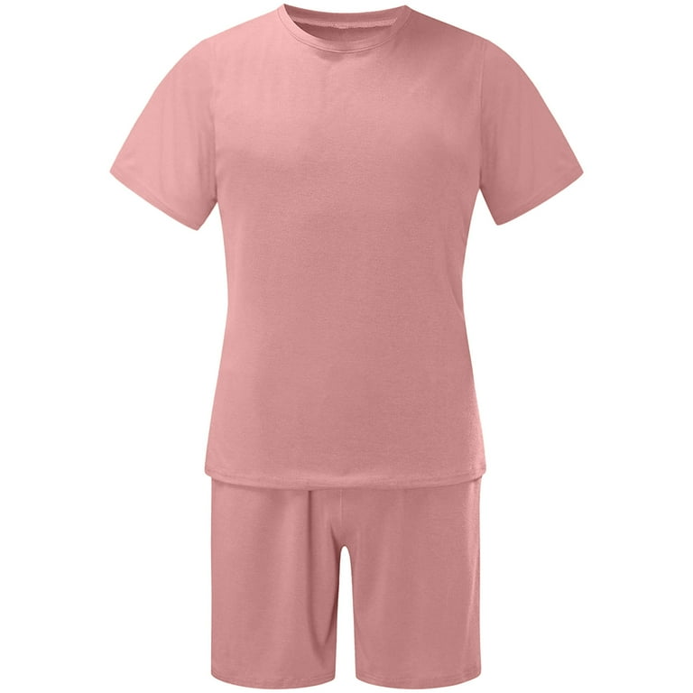 Lopecy-Sta Men 2 Piece Casual Short Sleeve Tee Shirts and Fit Sport Shorts Set Mens Outfits Mens Shirts Casual Discount Clearance Pink - Walmart.com