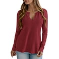 thumbnail image 3 of PRETTYGARDEN Long Sleeve Shirts for Women Fall V Neck Waffle Basic Tee Dressy Casual Winter Blouses Knit Tunic Tops, 3 of 7
