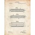 thumbnail image 2 of Borders, Cole 19x24 Gold Ornate Wood Framed with Double Matting Museum Art Print Titled - PP94-Vintage Parchment Hohner Harmonica Patent Poster, 2 of 4