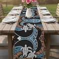 thumbnail image 4 of Polynesia Texture Table Runner - 36 Inch Long Retro Traditional Tribe Turtle Abstract Cotton and Linen Blended Dress Scarves Farmhouse Table Runner for Kitchen Dining, Coffee Table, 13" x 36", 4 of 8
