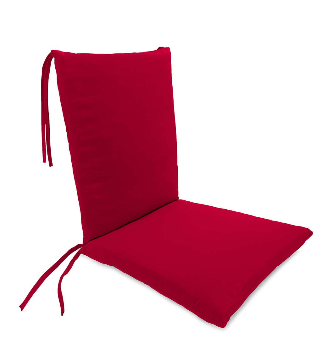 Plow & Hearth 19-3/4 x 17-1/2 Weather-Resistant Outdoor Classic Square Chair Cushion with Ties in Geranium