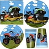 Monster Truck Party Supplies Tableware Set 24 9" Paper Plates 24 7" Dessert Plate 24 9 Oz Cups 50 Lunch Napkins For Monster Jam Racing Car Grave Digger Monsters Trucks Disposable Birthday Decorations