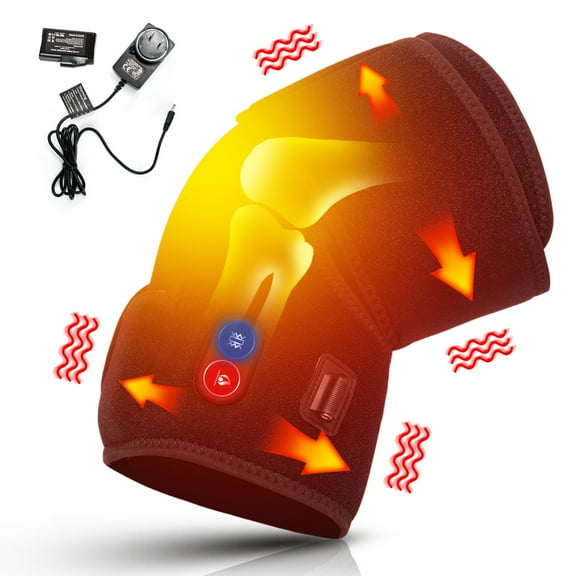 Snow Deer Heated Knee Brace Wrap 3 Adjustable 7.4V 2200mAh Lithium Battery Vibration Knee Massager with Heating Pad for Knee Pain Join Pain Relief