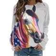 thumbnail image 2 of Royisotas Long Sleeve Women's Sweatshirts Raglan Fall and Winter Horse Graphic Pullover Casual Crewneck Trendy Gray Loose Fit No Hood Tops, 2 of 5