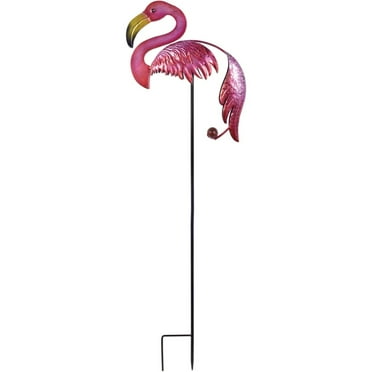 Hot Pink Flamingo 46 x 16.5 Metal Outdoor Decorative Garden Stake