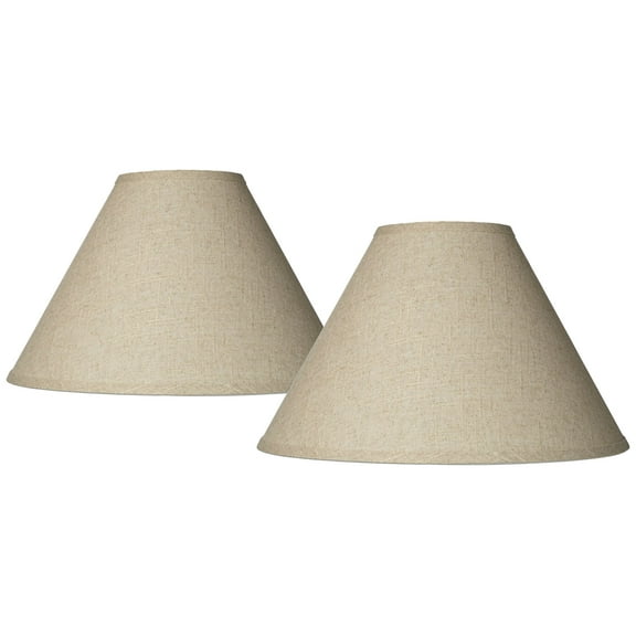 Springcrest Set of 2 Empire Lamp Shades Fine Burlap Large 6" Top x 17" Bottom x 11.5" High Spider with Harp and Finial Fitting