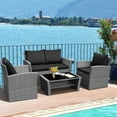 thumbnail image 3 of Gymax 4PCS Patio Rattan Conversation Set Outdoor Furniture Set w/ Black Cushions, 3 of 10