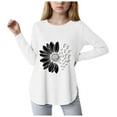 thumbnail image 1 of DXOUPM Girls Long Sleeve T-Shirt Flower Printed Crew Neck Fall Tops Kids Trendy Clothes, 1 of 3