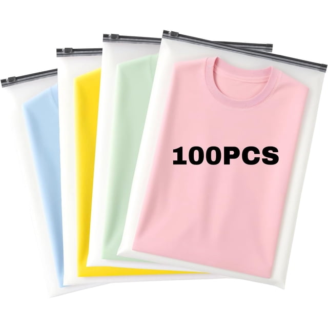 100PCS Bolsa Esmerilada Boutique, 25x35cm Bolsa para Ropa con Cremallera Esmerilada, Resellable Escarch Bolsas de Plastico, con Ventilación, para Guardar Camisas, Calcetines, Ropa Interior