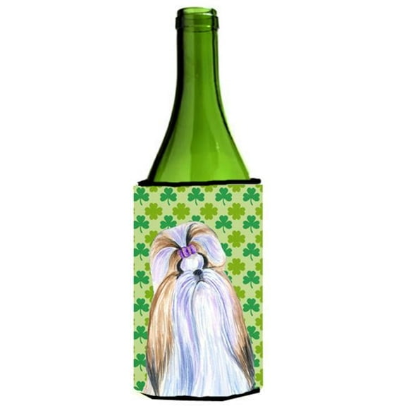 Shih Tzu St. Patricks Day Shamrock Wine bottle sleeve Hugger 24 oz.