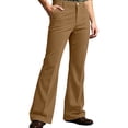 thumbnail image 5 of LEKWK Flared Dress Pants for Men Slim Fit Bootcut Trousers Retro Style Casual Slacks with Pockets Smooth Draped Apparel for Business Work Office Party Outing Brown XL, 5 of 7
