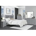thumbnail image 4 of CoSoTower Classic Gray Finish Queen Size Panel Bed Upholstered Headboard Wooden Bedroom Furniture 1Pc, 4 of 6