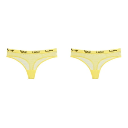 LWNYDPLSD 2Pcs Panties for Women High Waisted Underwear Breathable Wicking Bikini Panties Cool Comfortable Mesh See Through Brazilian Underwear Valentines Day Gifts