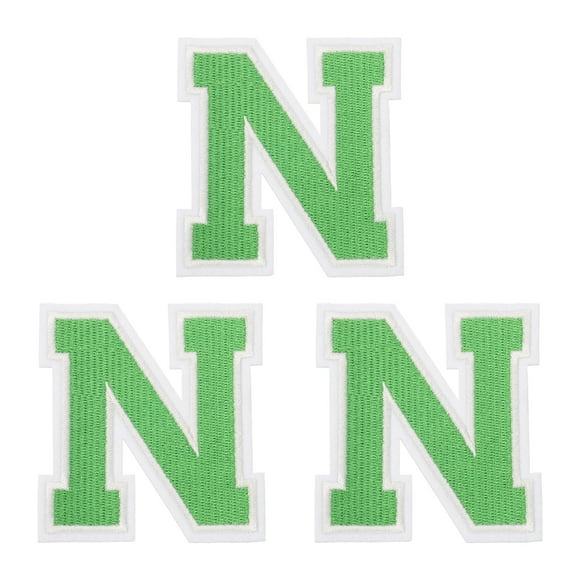 Uxcell Patchs Lettres Thermocollants, 3 Pcs 3.1 Pouces/7.8cm Alphabet N Patchs Brodés à Coudre pour Vêtements, Robes, Chaussettes, Jeans, Chapeaux, Accessoires DIY (Vert)