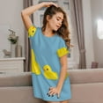 thumbnail image 3 of Rateoe Cute Ducky Print Women’s Nightdress – Cozy Cotton Short-sleeved Sleep Shirt, Loose-Fit Sleepwear, Perfect for Relaxing and Sleeping, 3 of 6