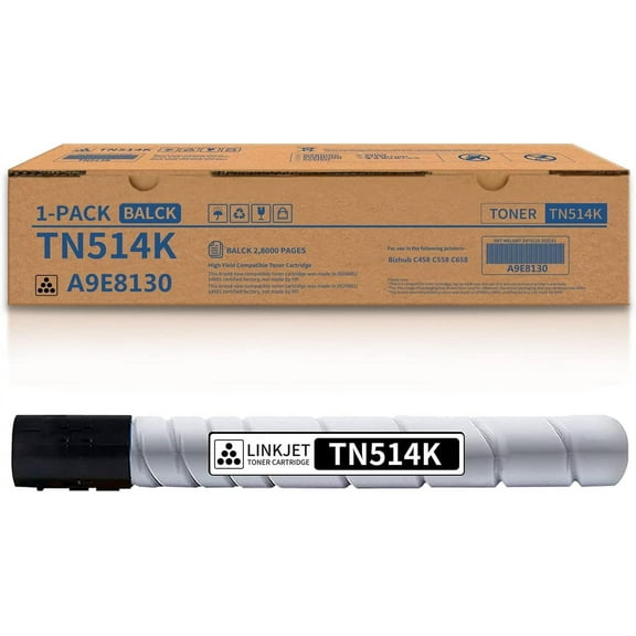 TN514K | A9E8130 Toner Replacement for Konica Minolta A9E8130 TN514K TN-514K Toner Cartridge for use in Konica Minolta Bizhub C458 C558 C658 Toner Kit Printer-Black,28,000 Pages,1-Pack