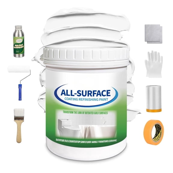 Tub Paint, Tub and Tile Refinishing Kit 33oz with Tools, Tile Refinishing Kit White Bathtub Paint Water Based &Low Odor,White