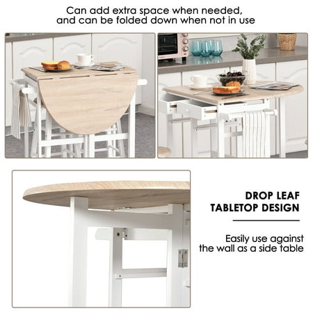 Homcom 3 Piece Kitchen Cart Set Drop, Can You Add An Extra Leaf To A Table