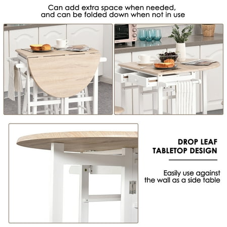 Homcom 3 Piece Kitchen Cart Set Drop Leaf Breakfast Table And 2 Stools With Rolling Wheels For Living Room Dorm Apartment Canada Homcom 3 Piece Kitchen Cart Set Drop, Can You Add An Extra Leaf To A Table