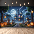 thumbnail image 4 of Gothic Design Halloween Banner Spooky Castle Jack O Lantern Decorative Spooky Scene Pumpkin for Halloween Party Yard Decor, 4 of 5