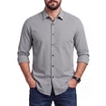 thumbnail image 3 of Men's Dress Shirts Plaid Long Sleeve Button Down Shirts Cotton Polyester for Business 2XL, 3 of 10