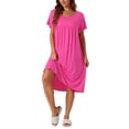 thumbnail image 1 of INSPIRAR CHIC Camisones de Mujer Ropa de Dormir de Algodón Camisa de Dormir Suelta de Manga Corta Camisón Cómodo 3XL Rojo Rosa, 1 of 6