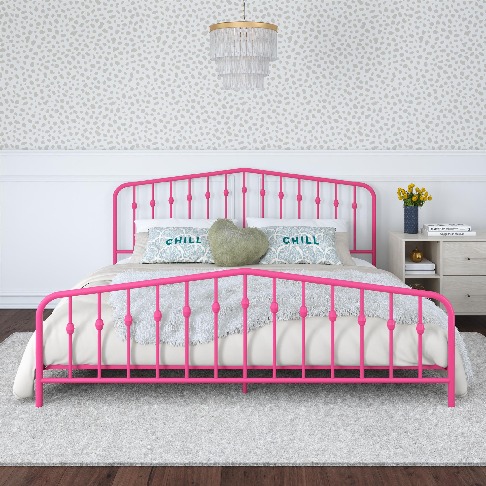 Novogratz Bushwick Metal Platform Bed Frame with Headboard, King, Hot Pink - image 2 of 26