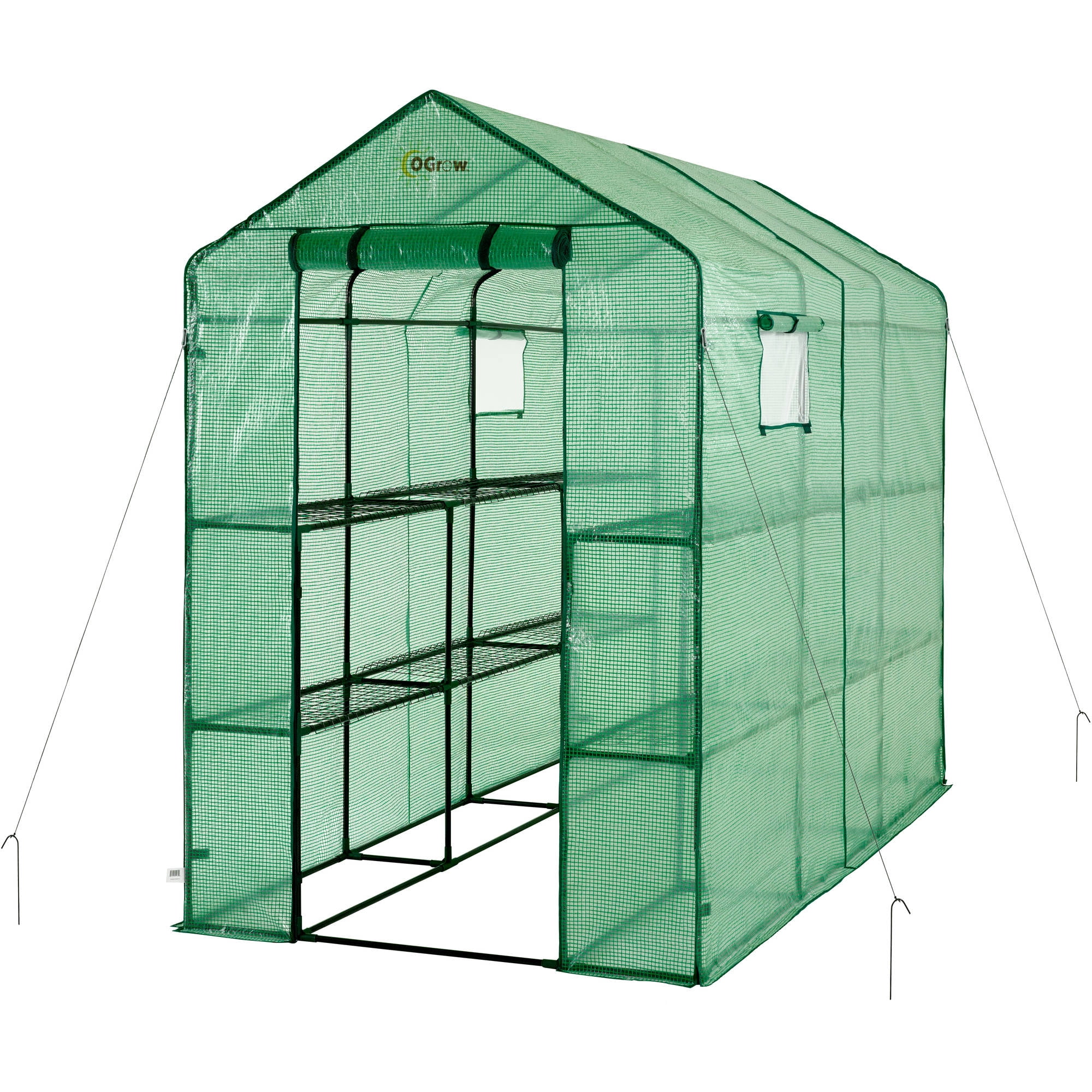 Ogrow Extra Large Heavy-Duty Walk-In 2-Tier 12-Shelf Portable Lawn and Garden Greenhouse by KSH Brands