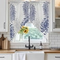 thumbnail image 4 of Blue White Kitchen Window Curtains, Swag Curtains Valance for Bedroom Living Room Bathroom, Abstract Grey Chrysanthemum Flower Floral Rod Pocket Window Treatment Curtain Block Drapes 2 Panels 36"x36", 4 of 9